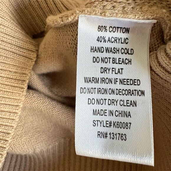 Knitted Dove XL Beige Sequin Bird Waffle Knit Cardigan Sweater - Picture 4 of 5